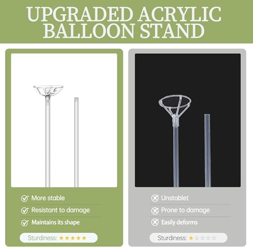 Aneco 12 Pieces Clear Acrylic Balloon Stand Set 15.7 Inches Height Balloon Centerpieces Stand with 12 Water Bags for Table Top Birthday Wedding Party Event Decoration (Balloons Not Included) - Image 5