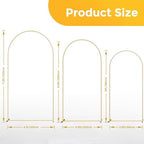 Metal Arch Backdrop Stand 7.2FT & 6.6FT & 6FT Gold Wedding Arch Frame, Set of 3 Wedding Arch Backdrop Stand, Balloon Arch Backdrop for Wedding Birthday Party Baby Shower Graduation Ceremony Decor - Image 5