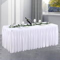 White Polyester Table Clothes for 8 Foot Rectangle Tables, Wrinkle Free Fitted Table Cover 8ft Stretch Tablecloths with Skirt for Parties Weddings Birthday Banquet Baby Shower by PartyTalk