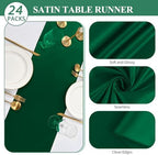 24 Pack Forest Green Satin Table Runners 12 x 108 Inch Long Table Runners for Rectangle Round Tables,Smooth Table Runner for Wedding, Birthday Party Banquets Graduation Engagements Decoration - Image 2