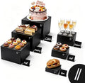 6PCS Buffet Risers,Food Display Stands with Mini Sign and Marker,for Buffet Table,Black Acrylic Cube Boxes Nesting Risers,Hollow Bottoms,for Cake Catering Dessert Party(8",7",6",5",4",3") by Unknown