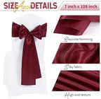 120 PCS Burgundy Satin Chair Sashes, 7 x 108 Inch - Image 3