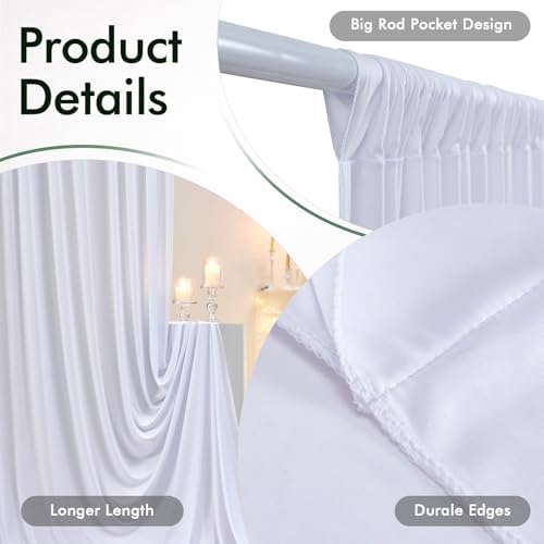 20ftx12ft White Backdrop Curtains for Wedding Party 4 Panels 5×12FT Tall - Image 2