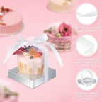 Thenshop 50 Pcs Clear Cupcake Boxes Individual 3.5 Inch, Silver - Image 3