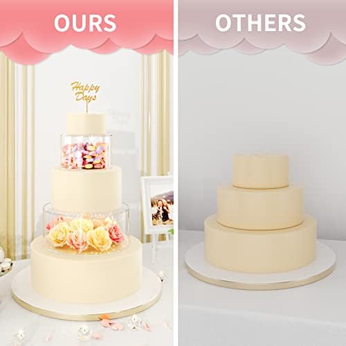 NPPLUS 2 Pcs Round Acrylic Cake Stand with Lid, Clear Fillable Cake Tier - Image 6