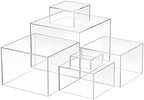 Geelin 6 Pcs Acrylic Risers Cube Stands, Clear, 3 to 8 Inch, Square by Geelin