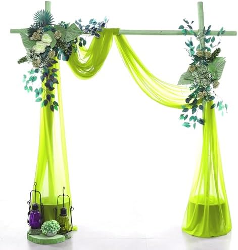 Pack of 2 Wedding Arch Drape Panel Fabric 30" x 100ft - Parrot Green - Image 2