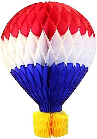 3-pack 16 Inch Large Honeycomb Hot Air Balloon Decoration (Patriotic - Red/White/Blue) by DevraParty