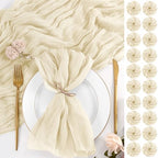 100 Pack Ivory Cloth Napkins 20x20Inch Cheesecloth Napkins by Lumaycens