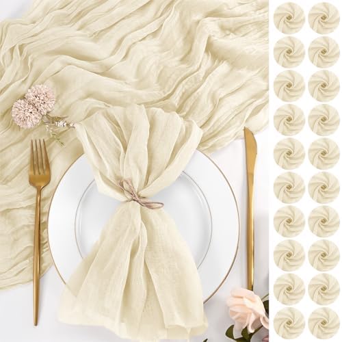 100 Pack Ivory Cloth Napkins 20x20Inch Cheesecloth Napkins by Lumaycens