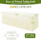 4Pack Ivory Spandex Tablecloth for 8FT Rectangle Table,Table Skirt - Image 3