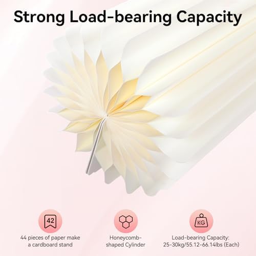 4 Pcs Foldable Cardboard Cylinder Stands – 15.7", 23.6", 31.5", 39.4" Tall Round Display Pedestals, 66 lbs Load Capacity, White Paper & PVC Party Centerpiece for Wedding Party Garden Event Decor - Image 3