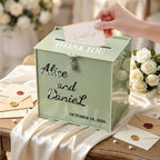 OASF&QPPTY Custom Wedding Card Box with Lock, Elegant Personalized Wedding Card Box for Reception, Graduation, Baby Shower - Secure PVC Money Box for Cards and Well Wishes, Elegant Party Table Decor - Image 6