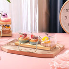 Thenshop 40 Pcs Clear Cupcake Boxes 9x3x3 in 3 Compartment Holder,Gold - Image 5