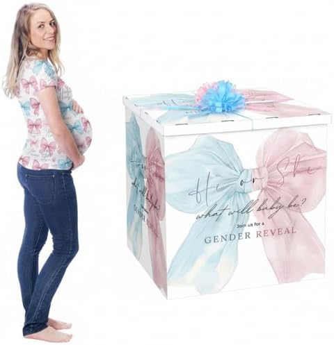 AmazingSpark 28in Giant Gender Reveal Gift Box Kit, Bow by Unknown