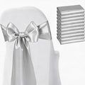 Satin Chair Sashes Bows 50 Pack Universal Polyester Chair Ribbons for Wedding Anniversary Retirement Party Birthday Engagement Banquet Graduation Outdoor Events Decor (Silver, 50 pcs) by JKDMJF