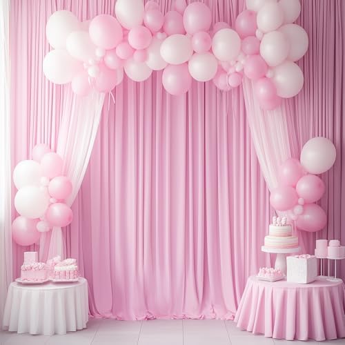 50ftx14FT Wrinkle Free Pastel Pink Backdrop Curtain for Wedding Parties - Image 6