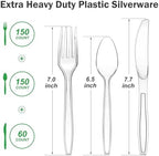 Dealusy 360 Count Extra Heavy Duty Clear Plastic Silverware - Image 2
