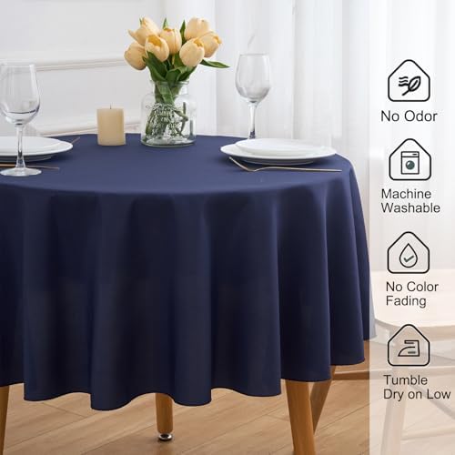 FINDYOU Navy Blue 6 Pack Round 60 Inch Tablecloth, Premium Polyester Table Cloth Washable Table Cover Stain and Wrinkle Resistant Decorative Table Cover for Party Wedding - Image 3