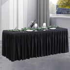 Black Polyester Table Clothes for 4 Foot Rectangle Tables, Wrinkle Free Fitted Table Cover 4ft Stretch Tablecloths with Skirt for Parties Weddings Birthday Banquet Baby Shower by PartyTalk