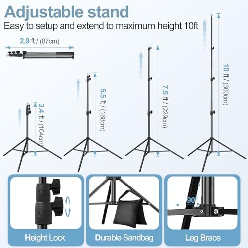 EMART 10x10FT Backdrop Stand Adjustable Back Drop Stand for Party Wedding - Image 5