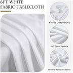 2 Pack White Fitted Tablecloth Rectangle for 6 foot Table Wrinkle Free - Image 3