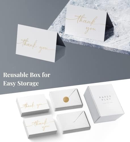 Thank You Cards with Envelopes & Stickers, Matte Gold Foil Cards Bulk Pack of 100, 4x6 Inch Minimalistic Design, Suitable for Business, Wedding, Small Business, Graduation, Bridal Shower, Funeral - Image 6