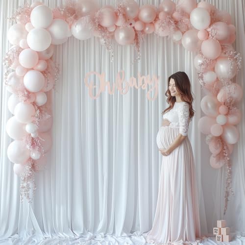 30x10ft Wrinkle Free White Backdrop Curtain for Parties Soft Fabric Drapes Wedding White Curtain Backdrop for Birthday Party Decorations Background for Photography 5x10ft, 6 Panels - Image 7