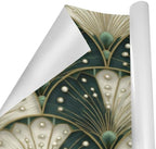 pnyoin Merry Christmas Wrapping Paper Roll,Art Deco Fan Green Gift Wrap Perfect for Xmas,Birthday,Weddings, Brides, Holidays, Baby Showers，58 x 23 inches,3 Roll - Image 3