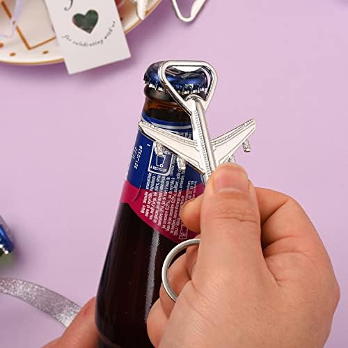 50PCS Airplane Bottle Opener Keychains for Wedding or Bridal Shower Favors, Gifts, Souvenirs to Guests (Silver) - Image 6