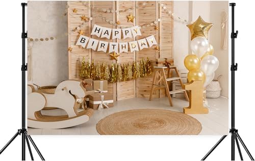 Drgilau 12X10ft Happy 1st Birthday Backdrop for Boy, Brown Balloon Birthday Background Cute Birthday Photography Background Banner, Girls Boys Birthday Party Background Decoration Photo Studio Prop - Image 2