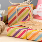 RUSPEPA Kraft Wrapping Paper Roll - Rainbow Stripe Pattern - 24 Inches x 100 Feet - Image 3