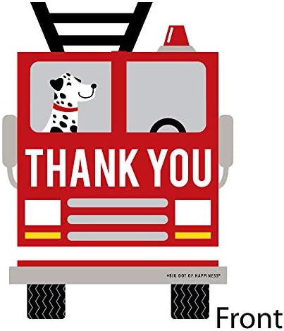Big Dot of Happiness Fired Up Fire Truck - Shaped Thank You Cards - Firefighter Firetruck Baby Shower, Birthday Party Thank You Note Cards with Envelopes - Set of 12 (Pack of 2) - Image 3