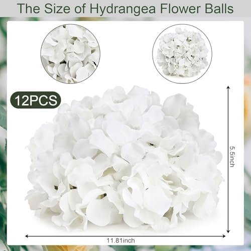11.81 Inch White Hydrangea Flower Balls for Centerpieces - Image 2