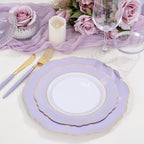 WDF 60pcs Purple Plates Disposable with Gold Rim - Baroque Light Purple Plastic Plates - Lavender Plates for Wedding/Birthday - Image 2