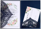 20Pcs Laser Cut Pocket Wedding Invitation Covers, 4.9×7 Inch Trifold Lace Floral Invitation Sleeves with Envelopes (Navy Blue, 20 Pcs Customized Printed) by Custom