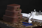 wald imports - Set of 3 Paperboard Suitcases - Decorative Storage Boxes - Suitcase Set for Decoration, Storage, and More (Brown) - Image 3