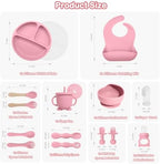 Silicone Baby Feeding Utensils Set for 6+ Months, 17 Pcs, Pink - Image 2