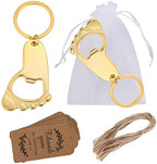 24 Pack Baby Footprint Keychain Bottle Opener Baby Shower Favors and Decoration,Bottle Opener for Guest Wedding Party Favor,with Organza Bags and Thank You Tags (Gold, 24) by Layseri
