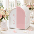 White Arched Wedding Card Box with Pink Standee & Erasable Pen for Party by OurWarm
