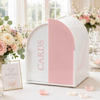White Arched Wedding Card Box with Pink Standee & Erasable Pen for Party by OurWarm