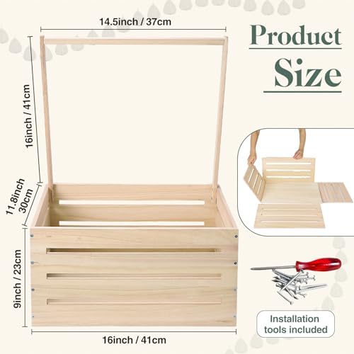 Suzile Baby Shower Crate Wooden Closet Baby Basket Gift,Wood Color - Image 3