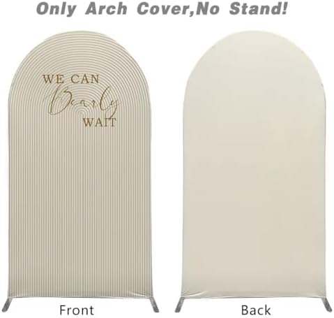 Beige Pipples Arch Backdrop Covers for Birthday Party We Can Bearly Wait Arched Background Stand Fabric Cover Baby Shower Parties Decoration Props (2.2x5FT) - Image 5
