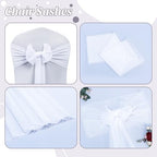 MDS Pack of 100 Chiffon Chair Sashes for Wedding & Event Décor - White - Image 5
