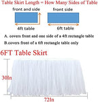 Tulle Table Skirt White Desk Skirt for Teacher Classroom Birthday Party Wedding Rectangle Tables 6ft - Image 4