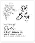 Andaz Press Custom Large Baby Shower Welcome Sign, 16" x 20", Minimal Floral Oh Baby Personalized Canvas Welcome Sign, Gender-Neutral Canvas Sign for Baby Sprinkle, Fall Baby Shower Decorations by AndazPress