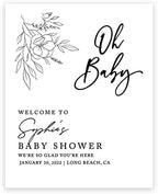 Andaz Press Custom Large Baby Shower Welcome Sign, 16" x 20", Minimal Floral Oh Baby Personalized Canvas Welcome Sign, Gender-Neutral Canvas Sign for Baby Sprinkle, Fall Baby Shower Decorations by AndazPress