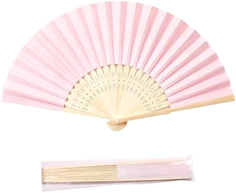 Paper Hand Fans, 8.3 Inch Foldable Handheld Fans for Wedding Favors, Party Decorations, Bridal Shower, Baby Shower, Summer Cooling, Decoration Fan(Pink-50) by ffscafscn