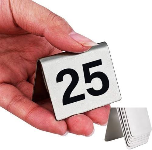 Table Numbers for Wedding Reception Double Sided, Stainless Steel Frosted Digital Cards Holders20 Pack Numbered Tent Frame for Restaurant Baby Shower Banquets, Silver,Numbers 21 to 40 by Unknown