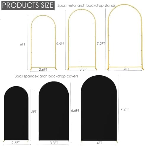 HAINARverS Set of 3 Arch Backdrop Stands with Covers, Black, 6/6.6/7.2FT - Image 3